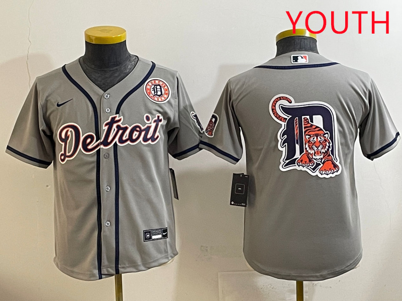 Youth 2025 Detroit Tigers blank grey Nike MLB jersey style 8->youth mlb jersey->Youth Jersey